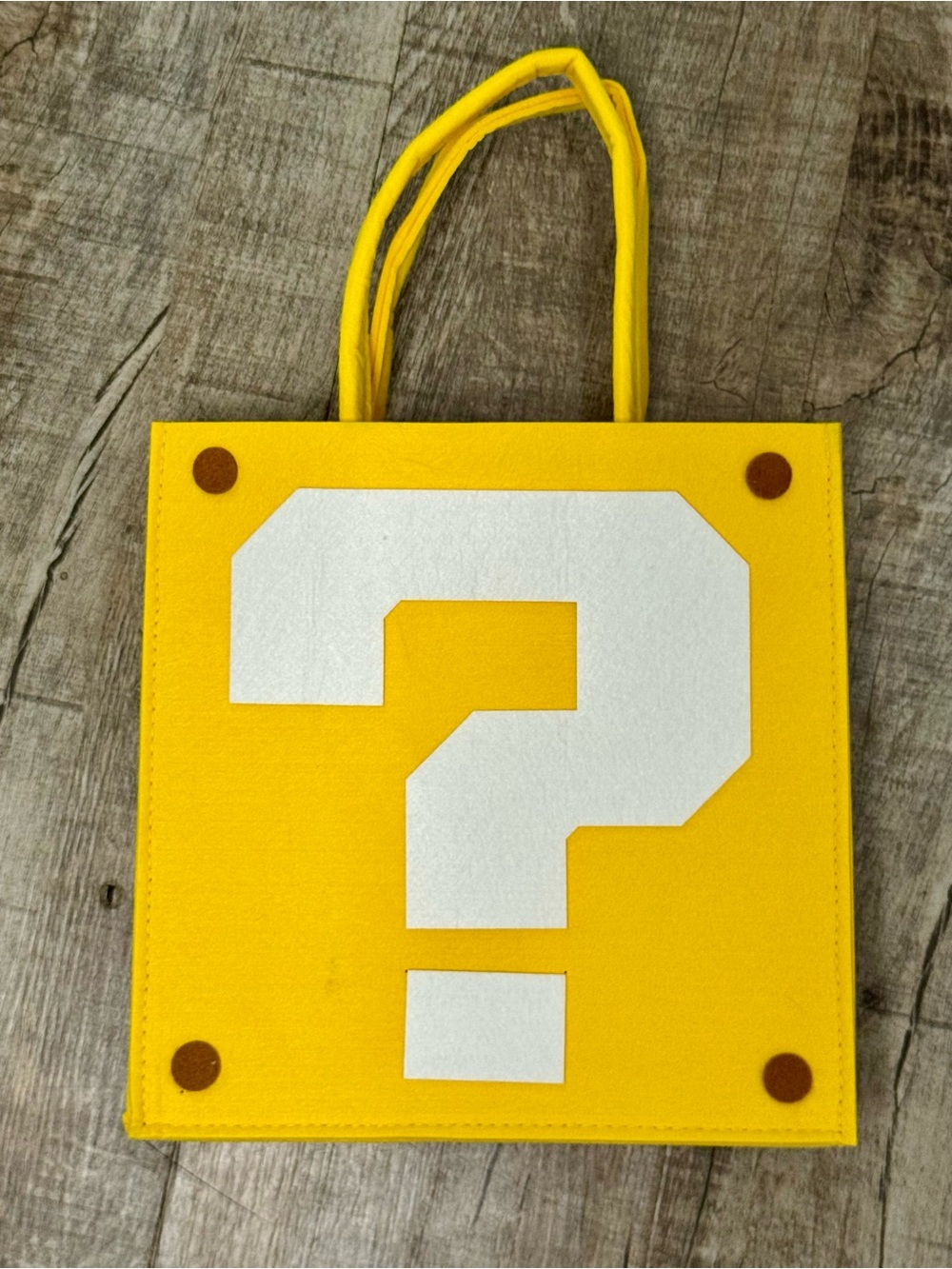 Video Game Party Favor Tote Bag (set of 3) Yellow Question Box Felt Treat Bags